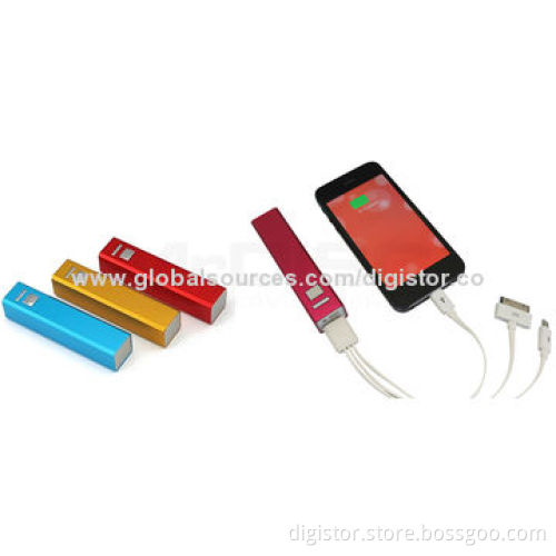 Square Power Banks with 2,200/2,600mAh Capacity, Small Size, Portable, Digital Printing